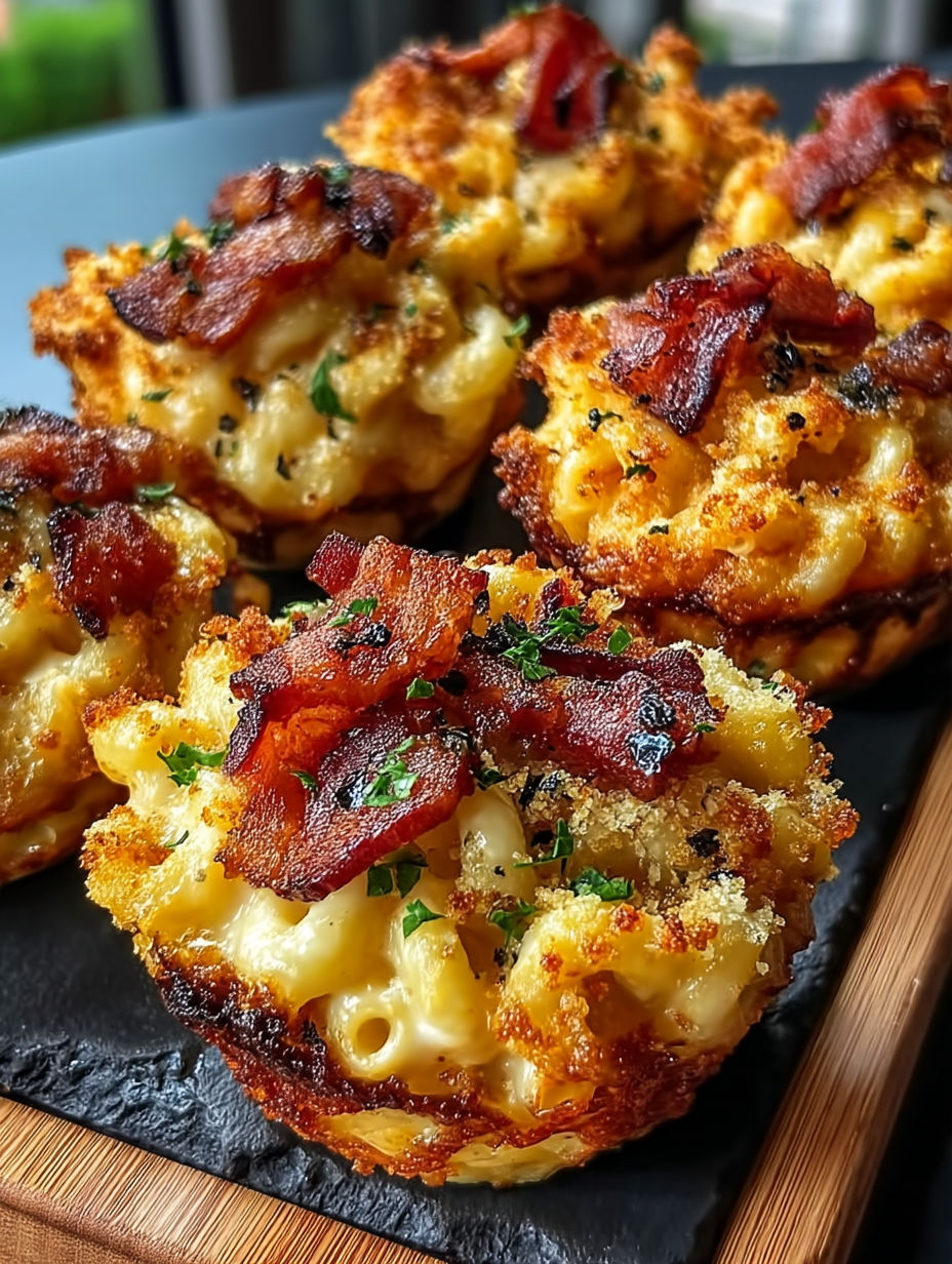 A plate of smoked mac and cheese bacon.