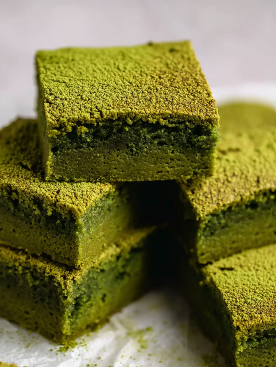 A stack of green cake.