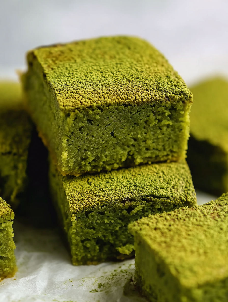 Green cake with chocolate chips.