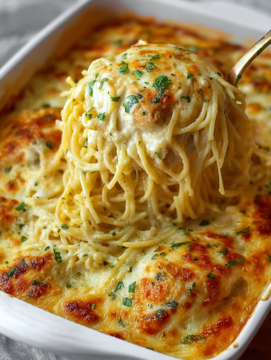 A bowl of pasta with a white cheddar chicken topping.