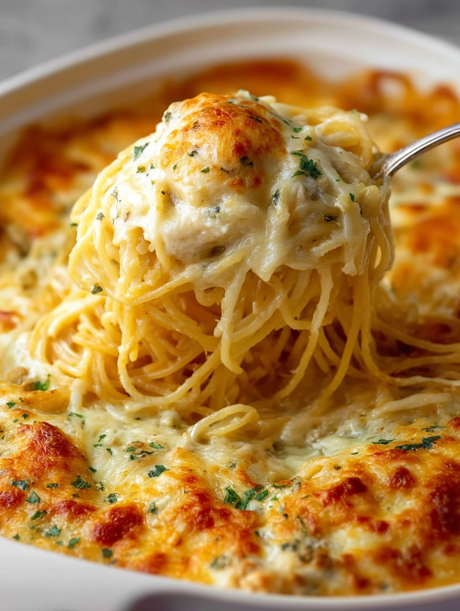 A fork is stuck in a bowl of pasta.