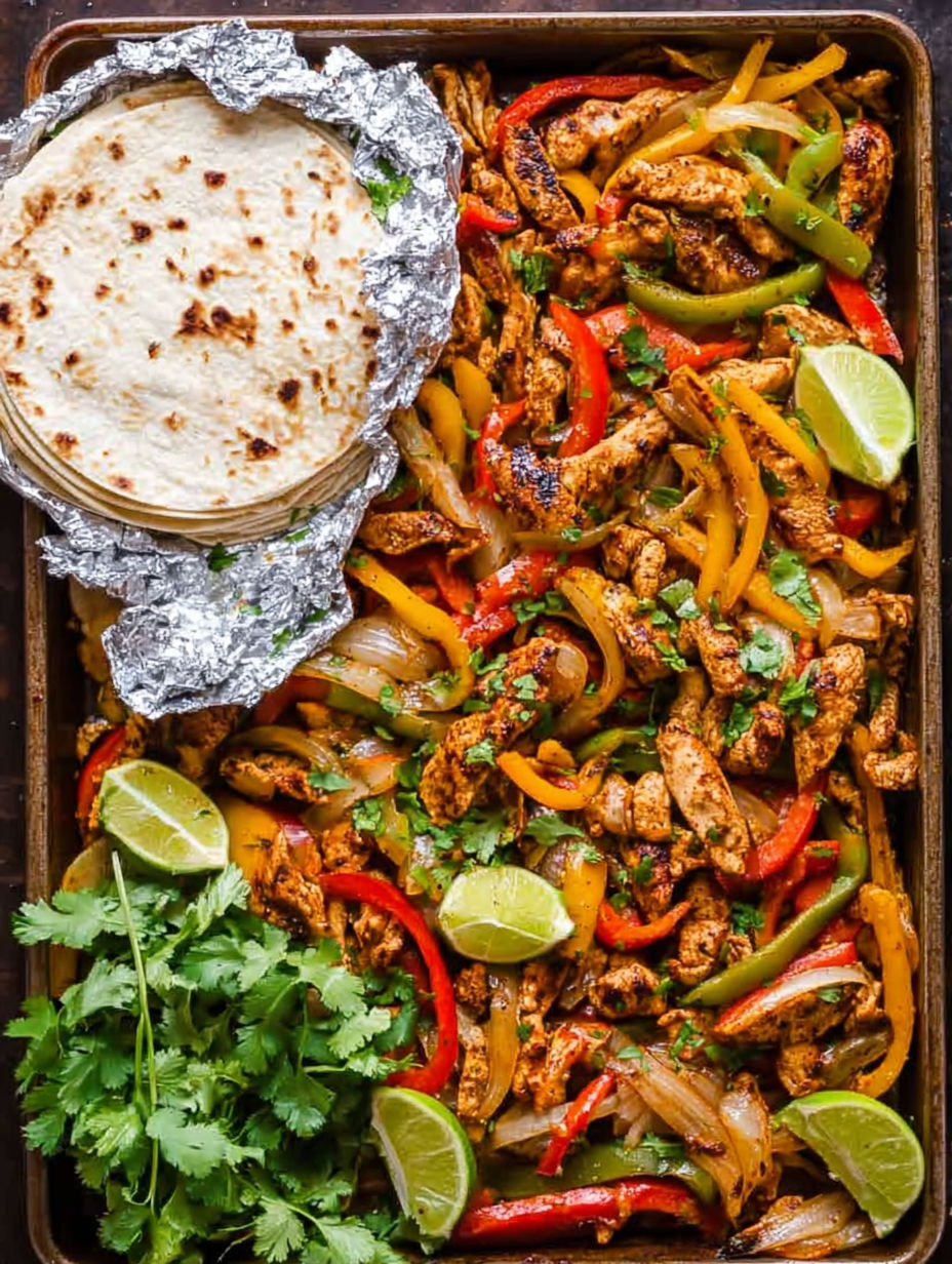 A delicious meal of chicken, peppers, and onions.