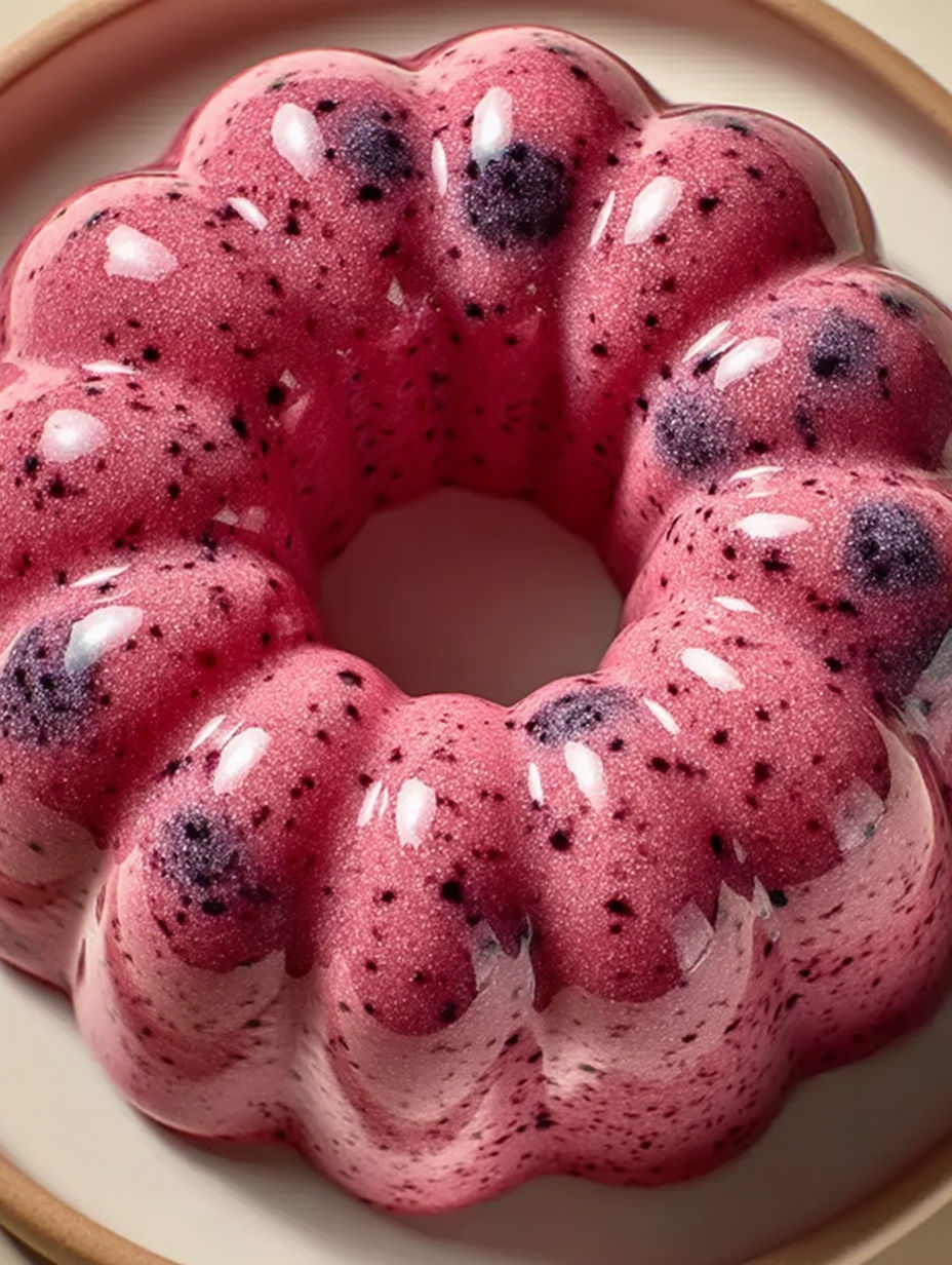 A cake with blueberries on top.