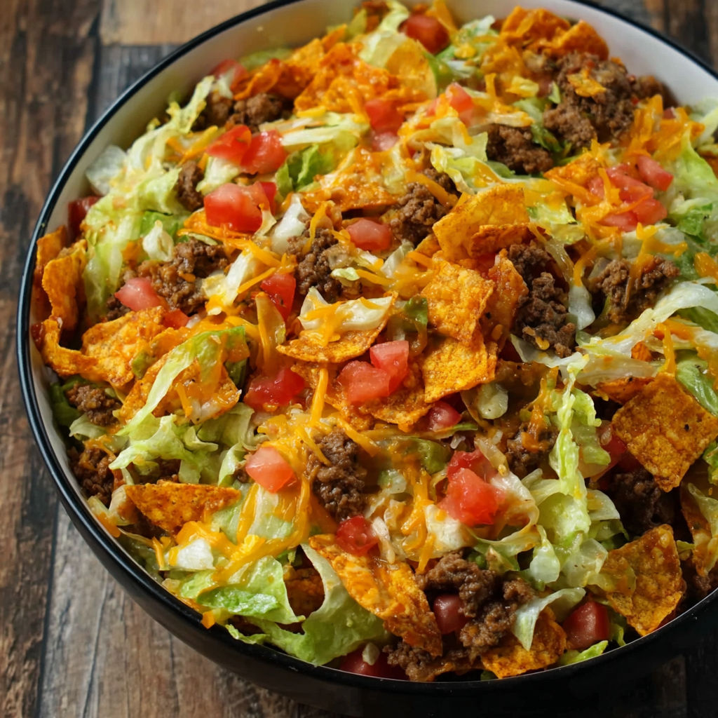 A bowl of Doritos Taco Salad.