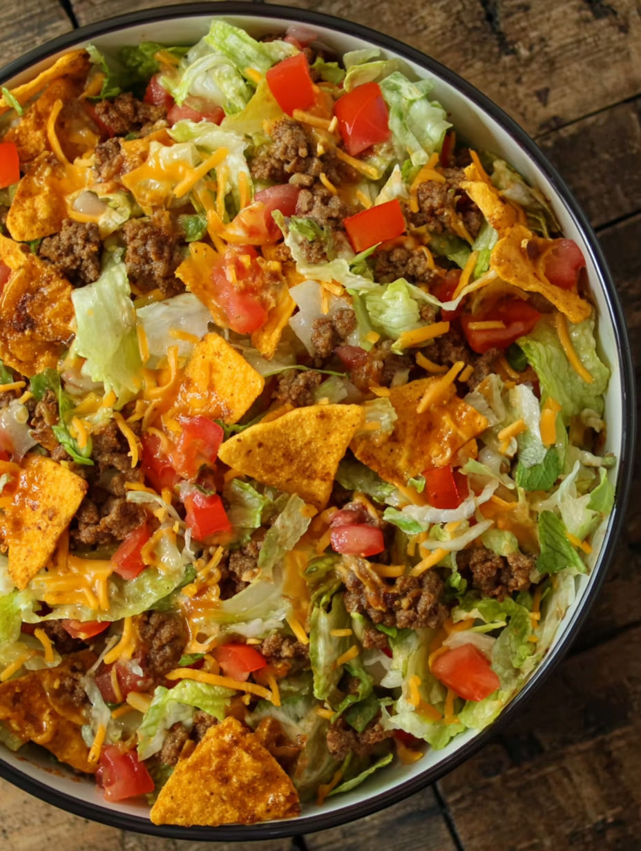 A bowl of Doritos Taco Salad.