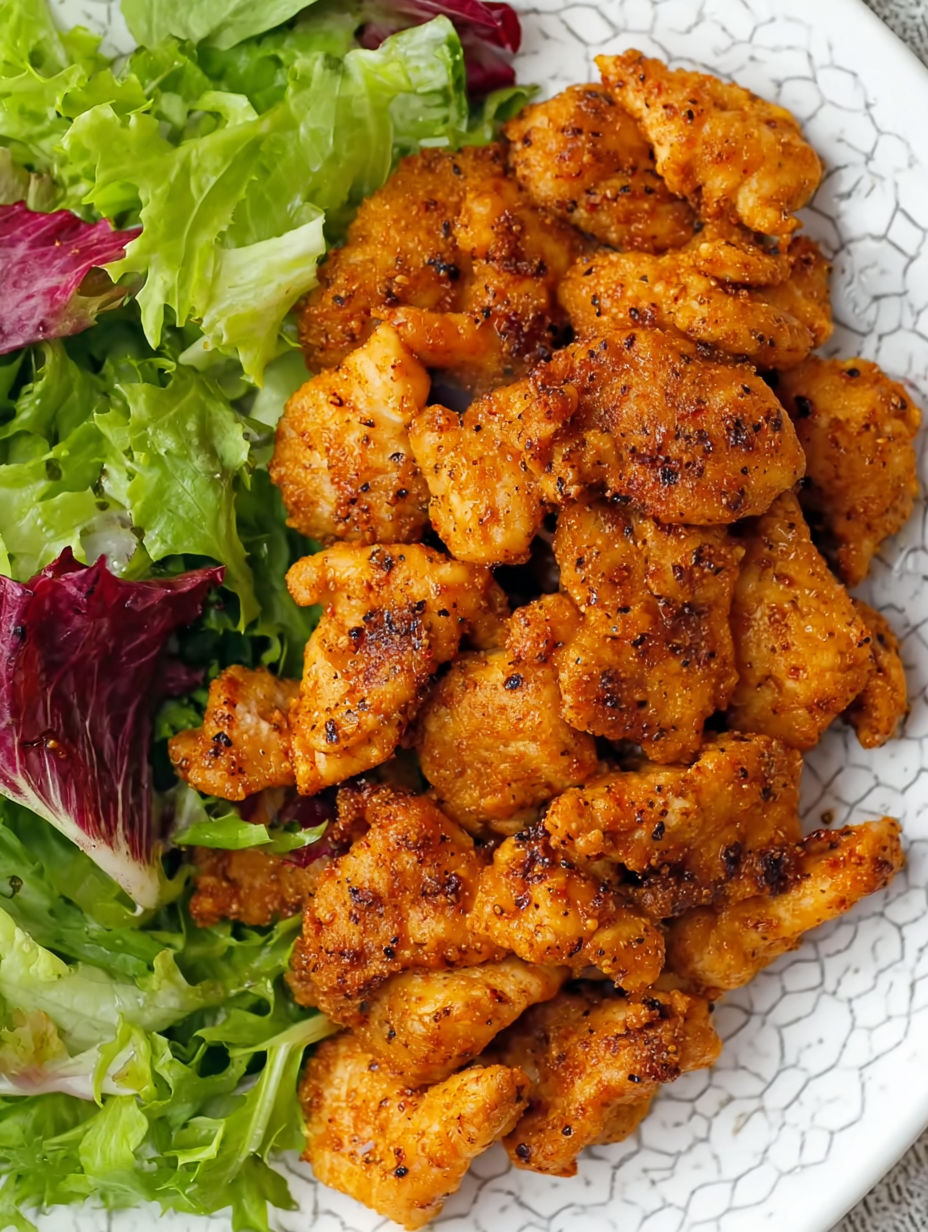 Chicken bites with a brown sugar mustard rub.