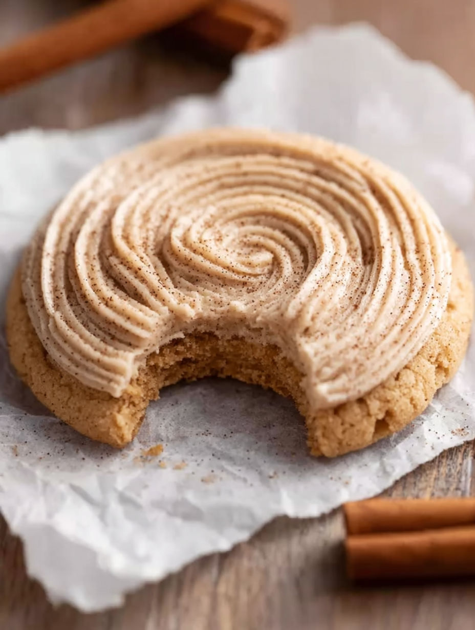 A cookie with a spiral pattern on it.