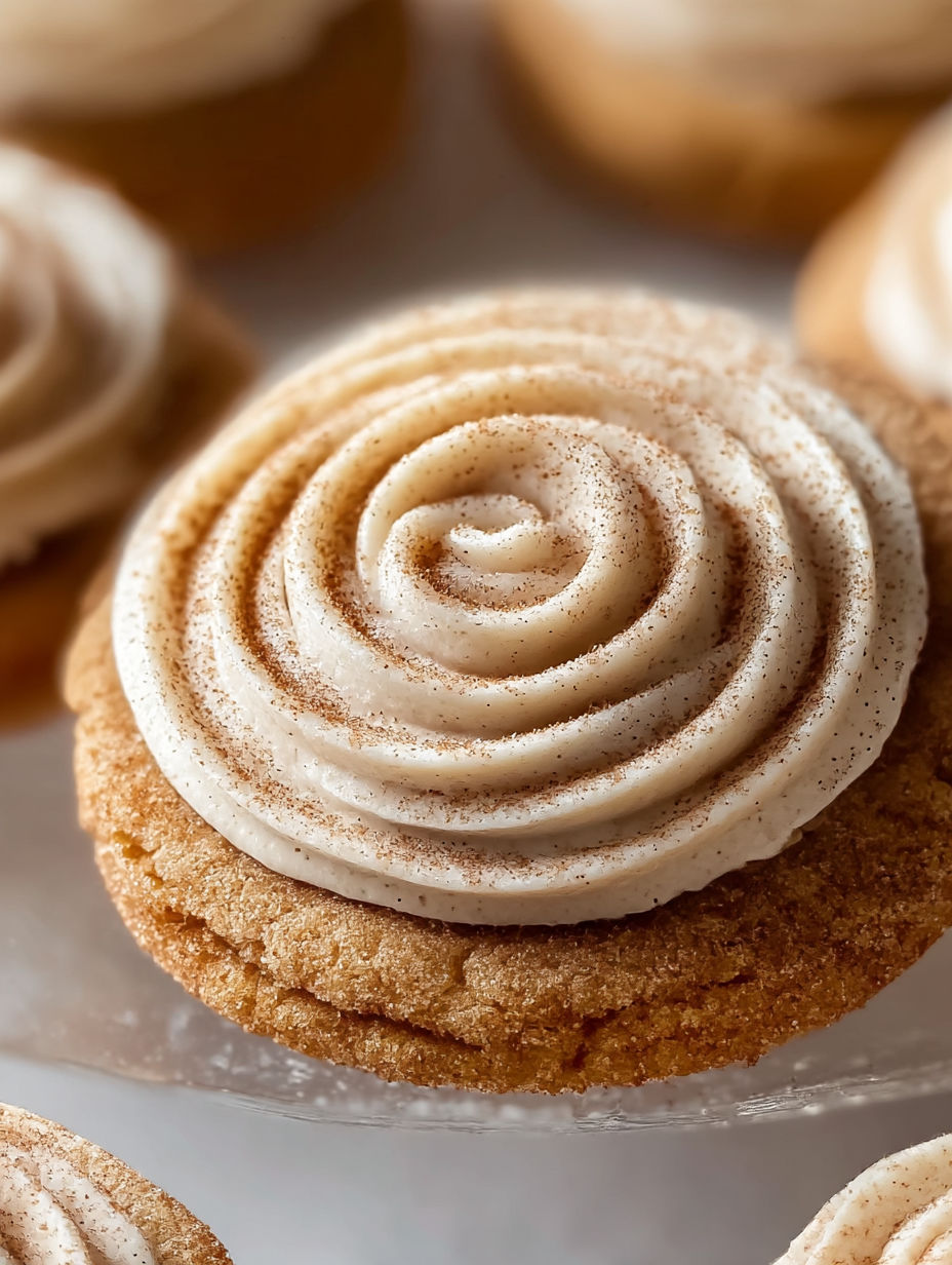 A cookie with white frosting and brown sugar.