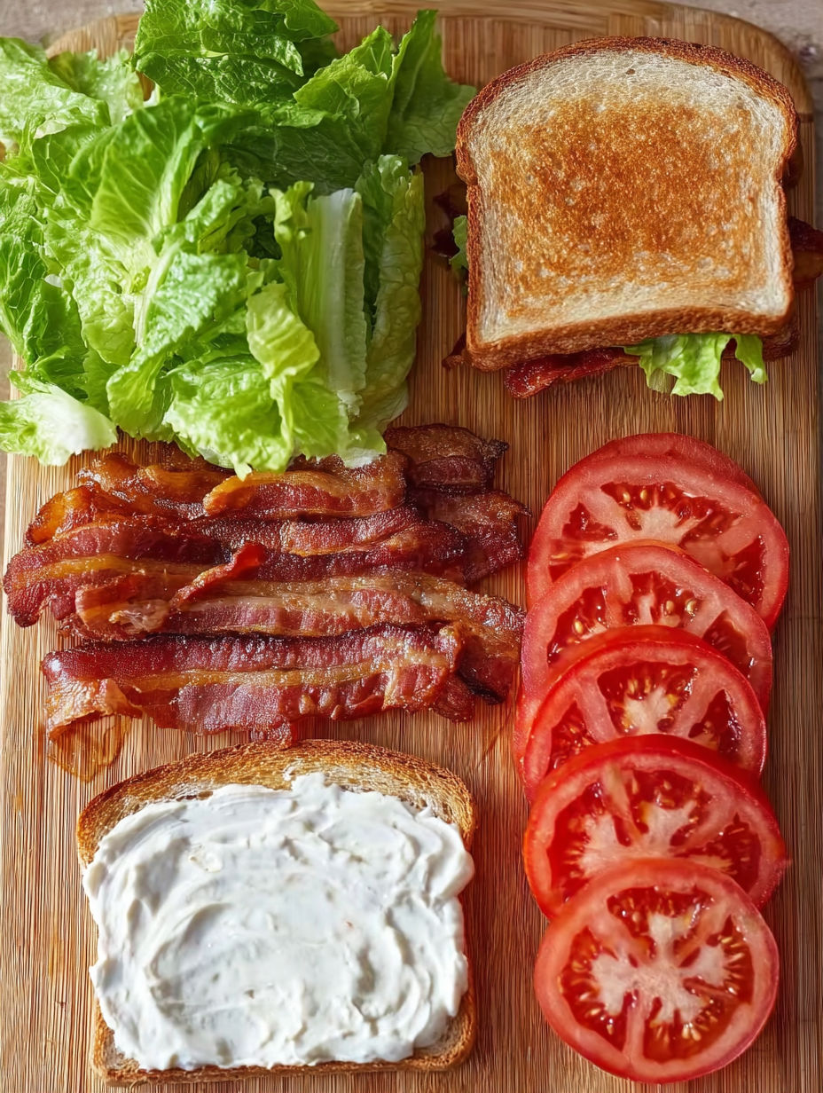 A BLT sandwich with garlic aioli.