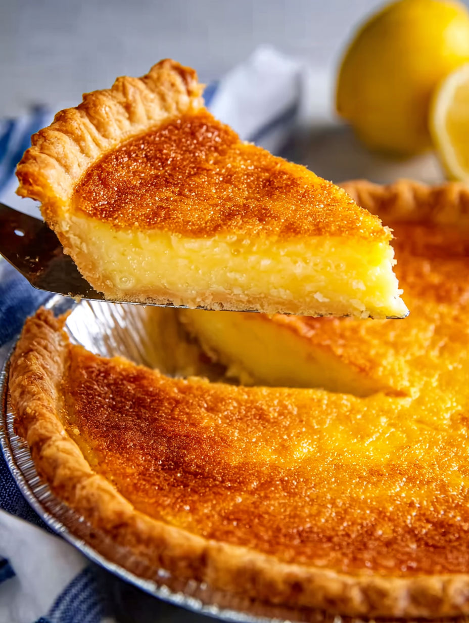 A slice of buttermilk pie.