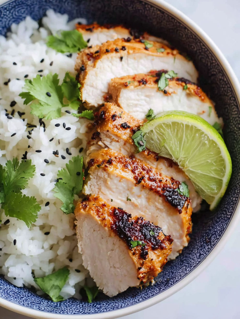 A bowl of rice and meat.