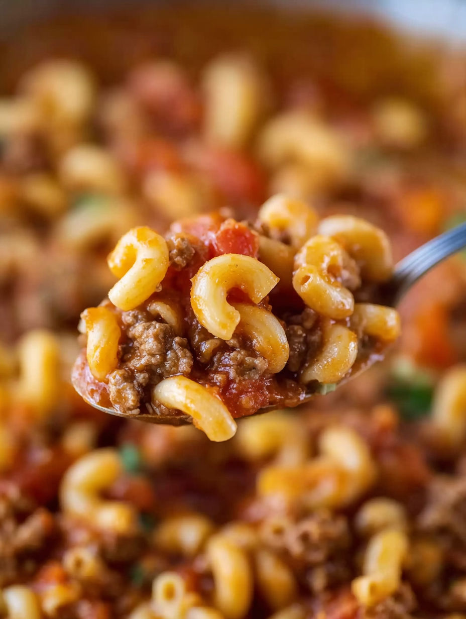 A spoonful of old fashioned goulash.