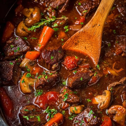 A close up of French style braised short ribs.