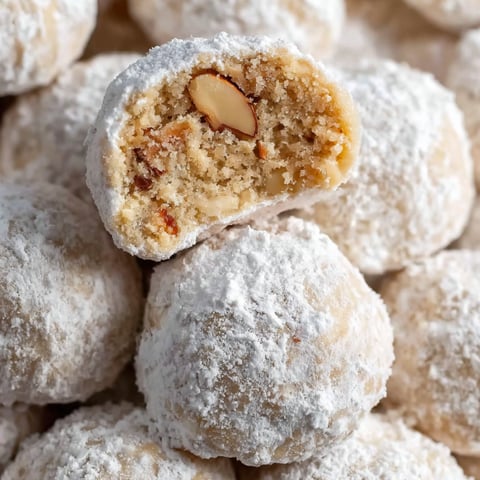 Snowball cookies with almonds.