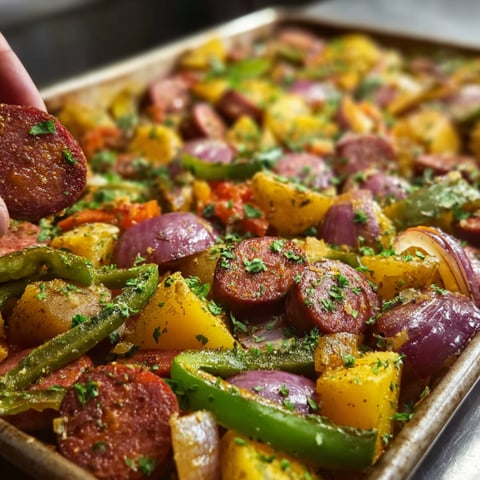 A person is taking a piece of food from a pan.