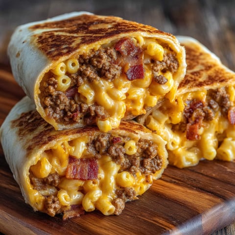 Two mac and cheese bacon burger rolls.