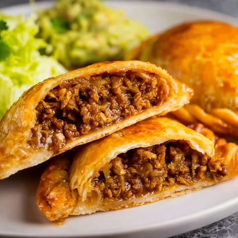 Two taco pockets on a plate.