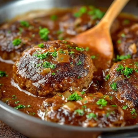 A pan of Salisbury steak.