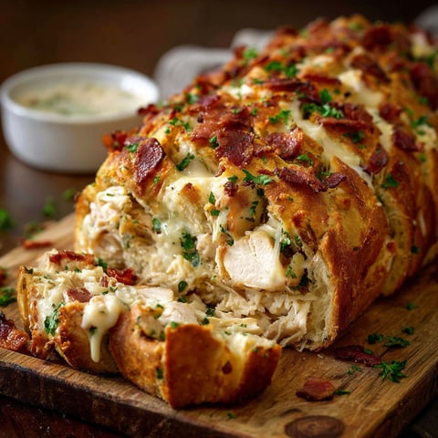A savory chicken bacon ranch bread.