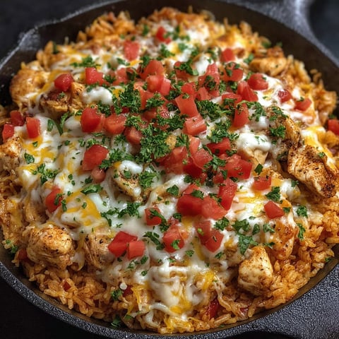 A delicious cheesy chicken taco rice dish.
