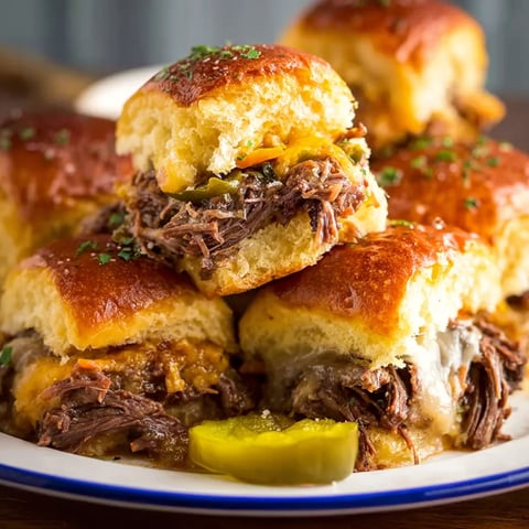 Mississippi pot roast sliders on a plate.