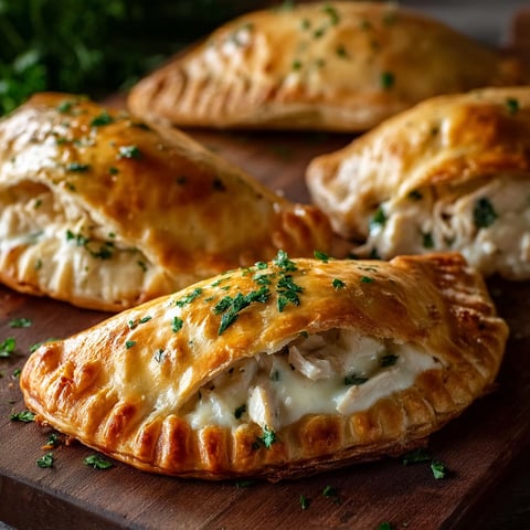 Chicken Alfredo Air Fryer Calzones.