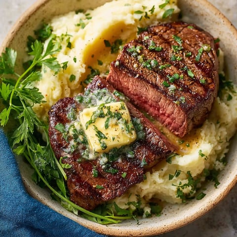 A close up of a piece of meat with a pat of butter on top.