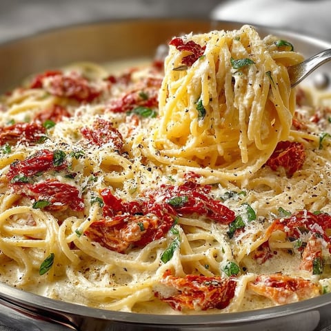 A bowl of pasta with red peppers and cheese.