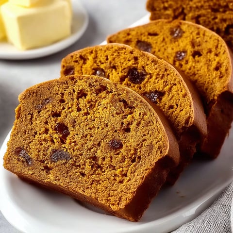 A plate of moist spiced sweet potato bread.