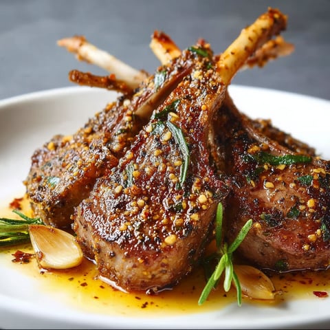 Lamb chops with spices on a plate.