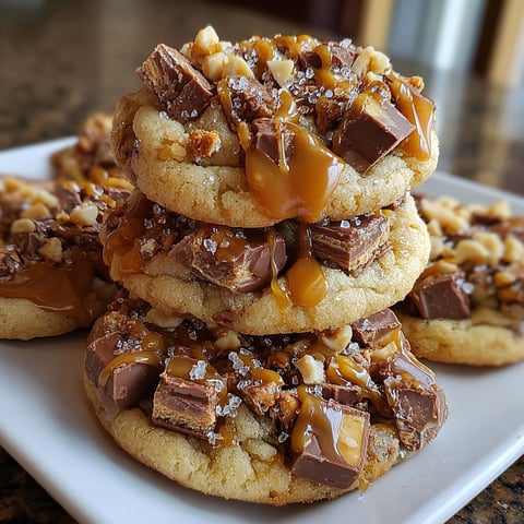 A stack of Butterfinger Caramel Crunch cookies.