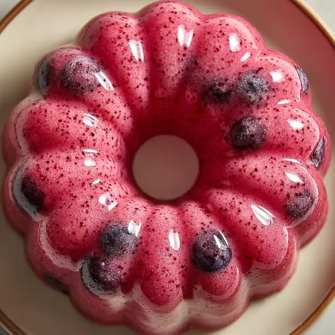 A blueberry dessert with a hole in the center.