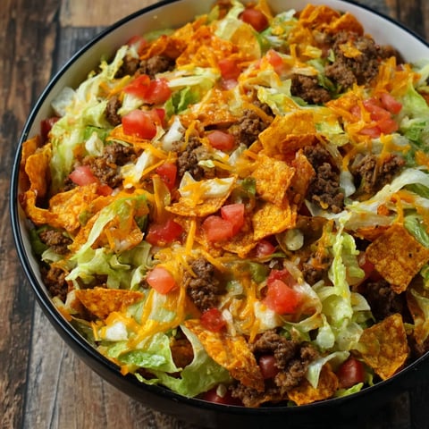 A bowl of Doritos Taco Salad.